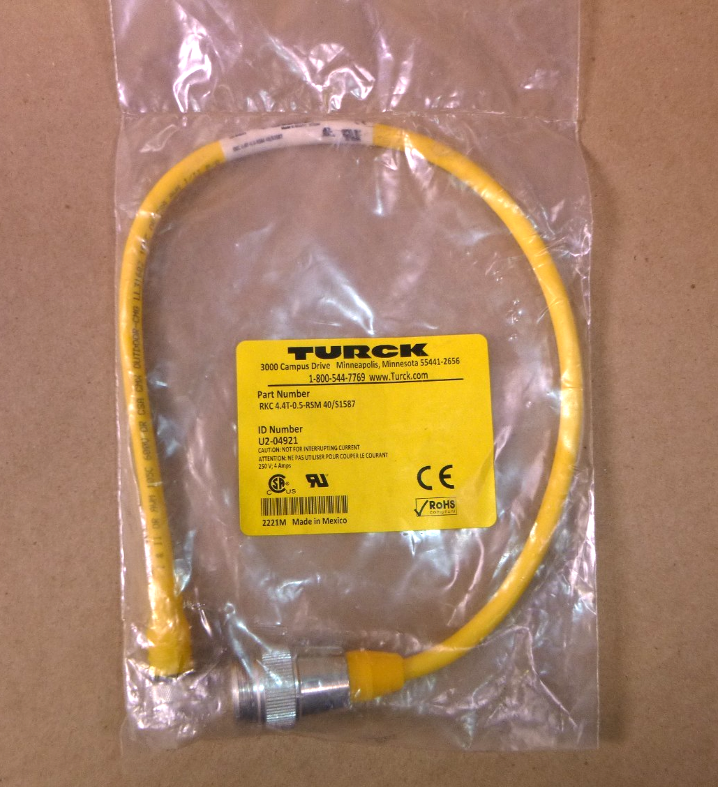 RKC 4.4T-0.5-RSM 40/S1587 TURCK Cordset Cable U2-04921 | Electrical MRO Replacement Parts & Components and Commercial Electrical Supplies Company