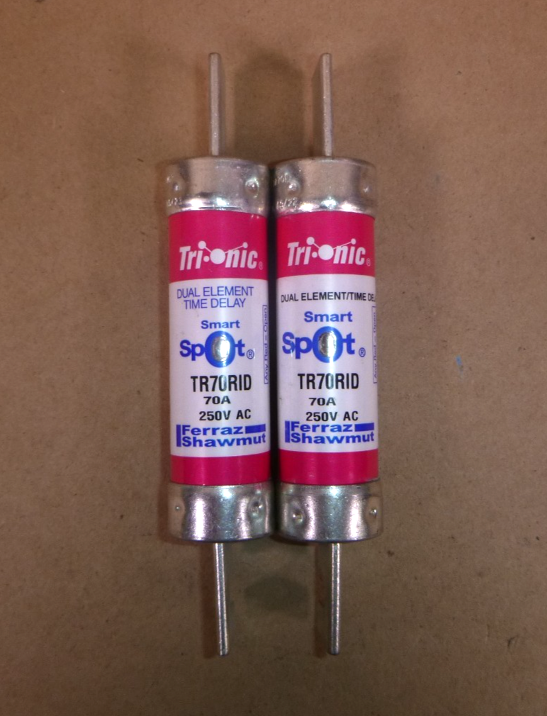 TR70RID Ferraz Shawmut 70 AMP 250VAC Smart Spot Indicator Class RK5 (Lot of 2)