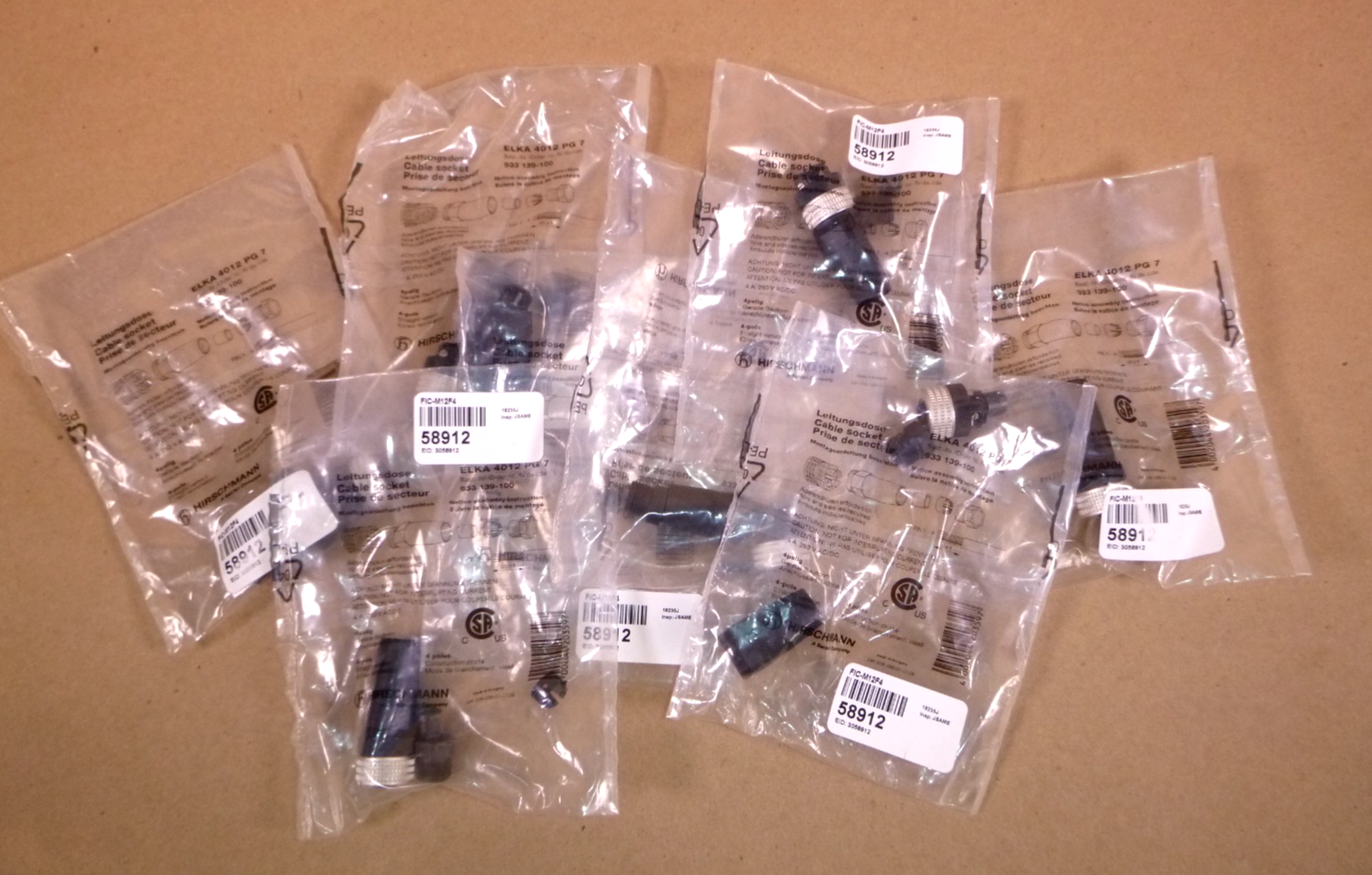 FIC-M12F4 Circular M12 Field Wireable Socket Connector 4 Position 58912 (8 Pcs)