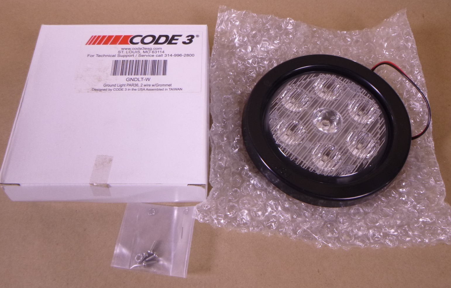 Code 3 ESG 36PAR LED Ground Light 12VDC 2 Wire With Hardware , GNDLT-W , 5.4" | Electrical MRO Replacement Parts & Components and Commercial Electrical Supplies Company