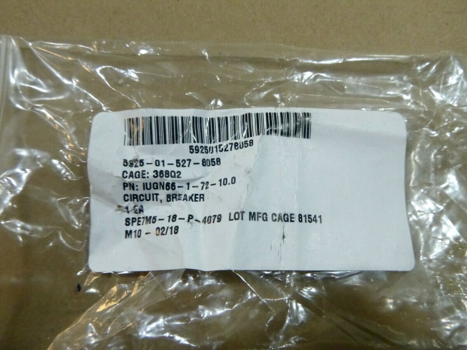 Airpax IUGN66-1-72-10.0 Toggle Circuit Breaker 10A Magnetic / Hydraulic Delay | Electrical MRO Replacement Parts & Components and Commercial Electrical Supplies Company