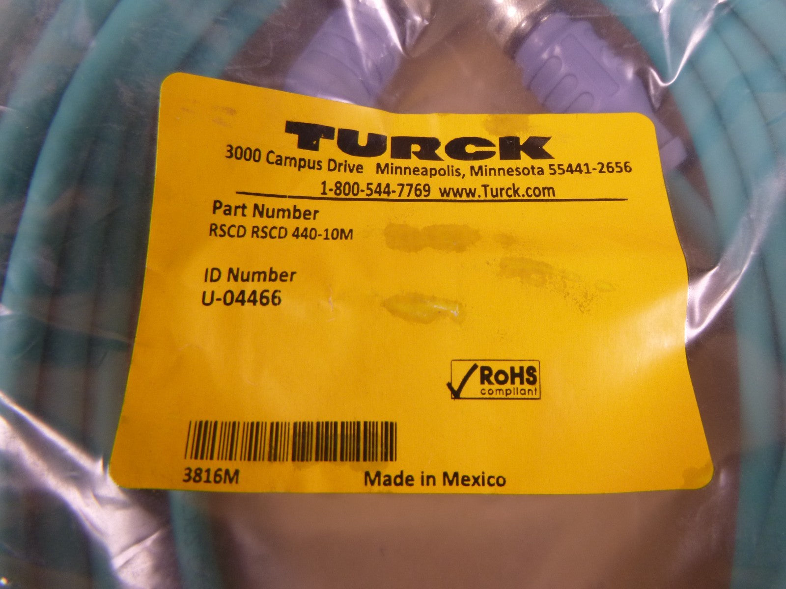 Turck RSCD RSCD 440-10M Industrial Ethernet Cable 4-Pin 10M , U-04466 | Electrical MRO Replacement Parts & Components and Commercial Electrical Supplies Company