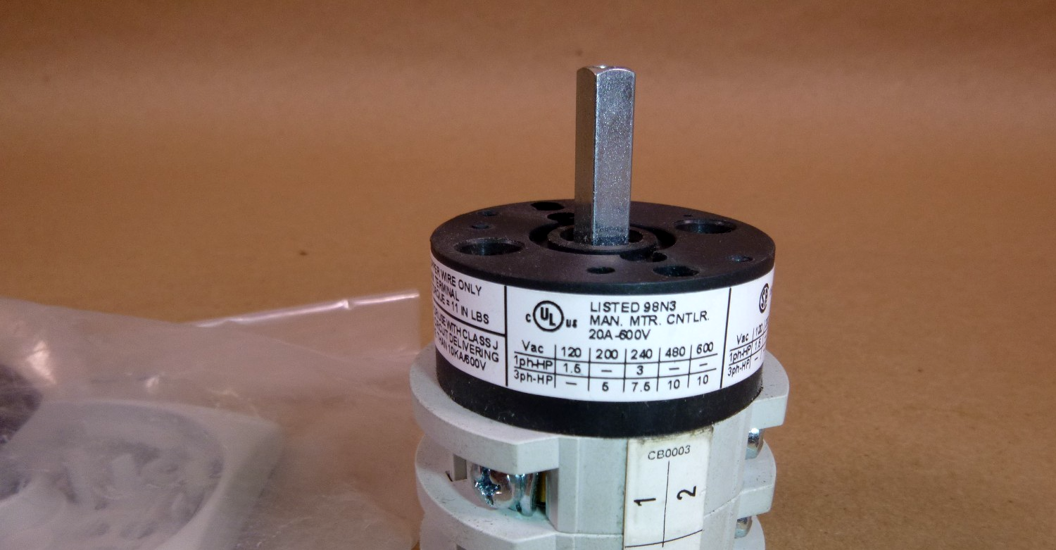 CB0170003RT6 ADVANCE CONTROLS Bremas Rotary Cam Switch 3 Pole 20 Amp