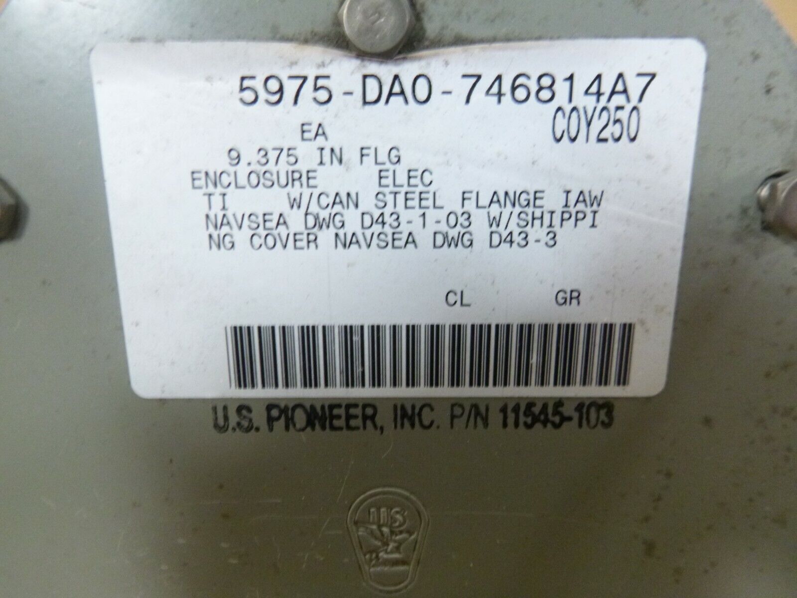 U.S. Navy Octagonal Electrical Junction Box 9-3/8" x 4-1/2" Deep 11545-103 | Industrial MRO Replacement Parts, Manufacturing Machine Parts & Components, Heavy Equipment Parts Supplier