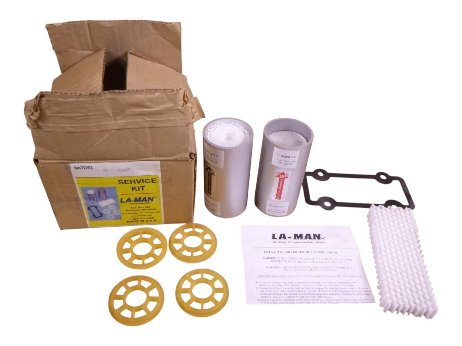LA MAN EXTRACTOR DRYER SERVICE KIT 80 SCFM FOR MODEL 110 PARTS 080SKA