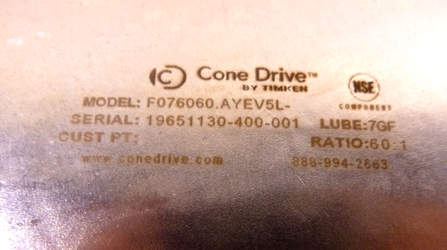 Cone Drive Food Grade Gearbox 1-7/16" Hollow Shaft 145TC Size 76 (3" C.D.) 60:1 | Industrial Electric Motors, Pumps & Parts