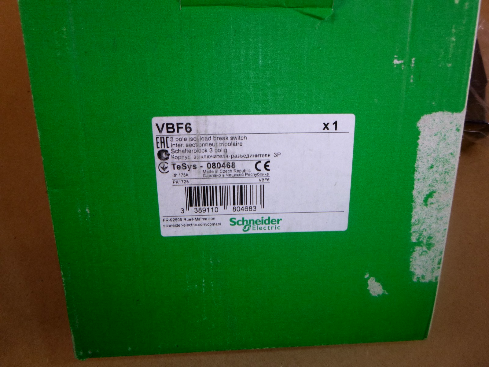 New Schneider Electric VBF6 / 080468 175A 3P Load Break / Disconnect Switch