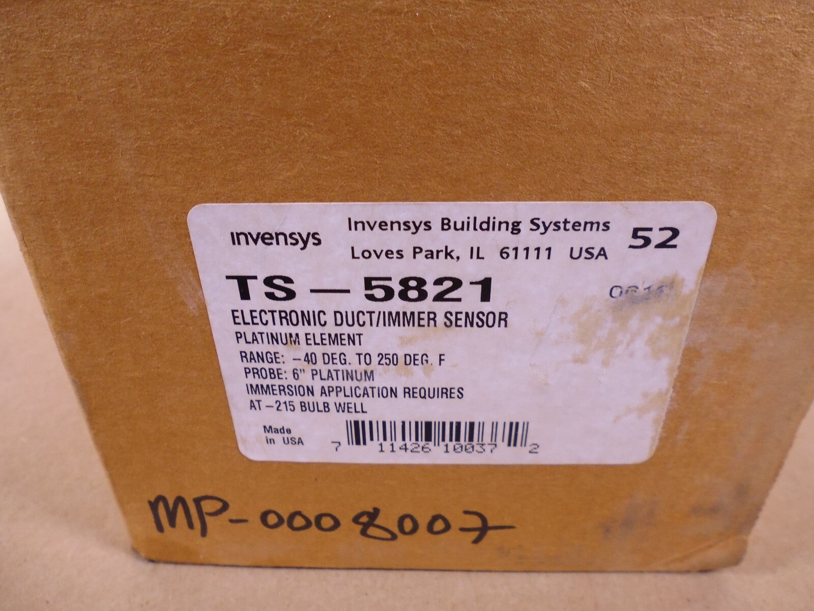 Invensys TS-5821 Electronic Duct Immersion Sensor , 6" Platinum, -40 to 250 Deg | Electrical MRO Replacement Parts & Components and Commercial Electrical Supplies Company