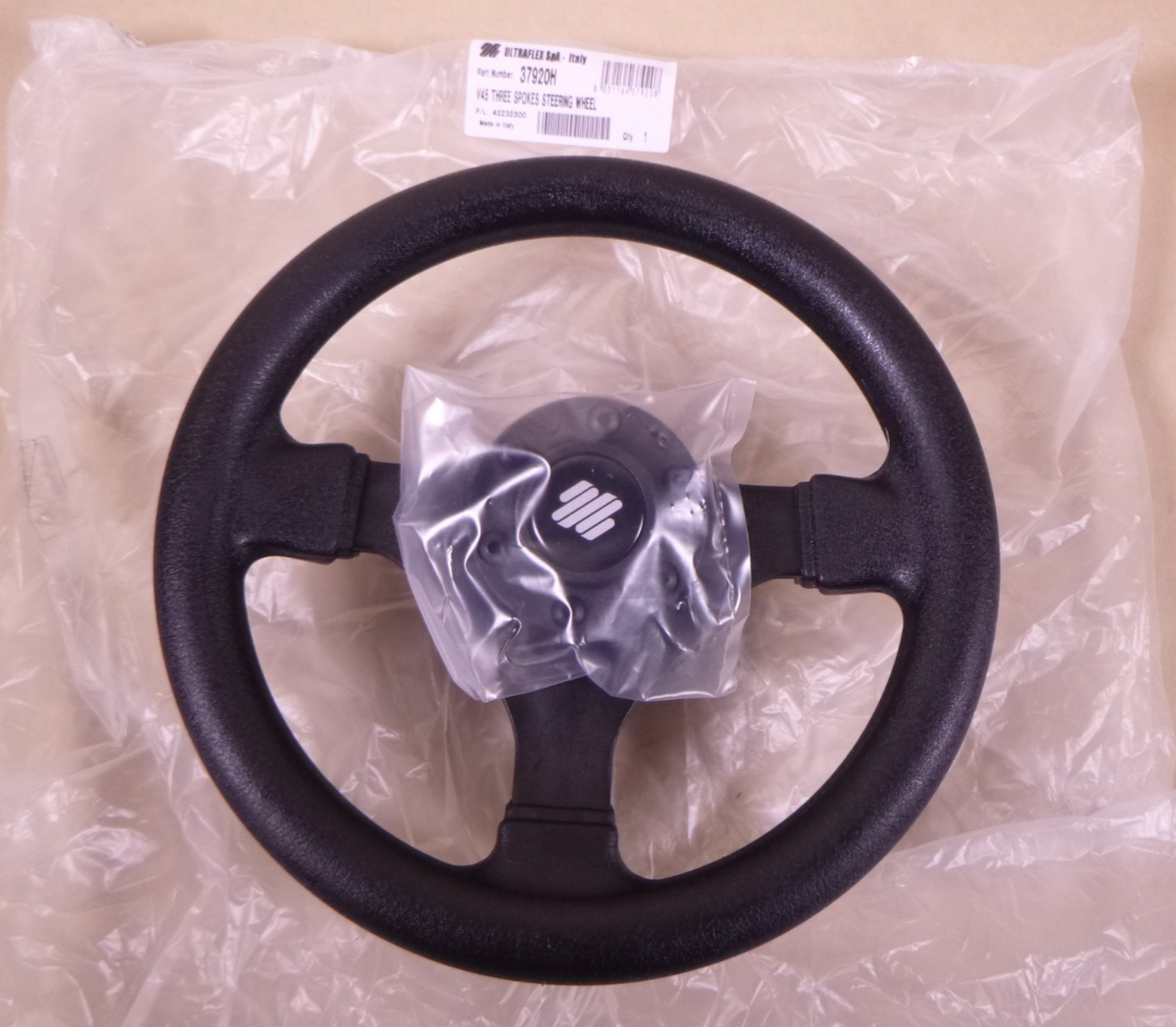 Ultraflex SpA-Italy V45 Three Spoke Boat Marine Black Steering Wheel P/N: 37920H | Replacement Truck Parts, Trailer Accessories, Automobile Supplies, Car Parts & Accessories