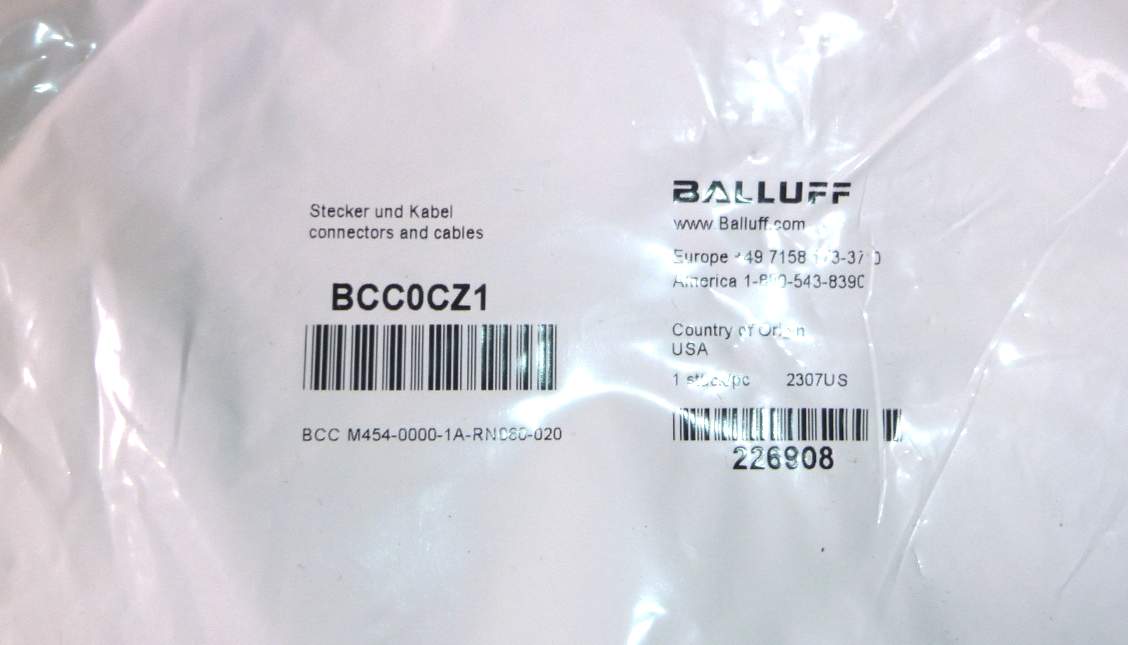 BCC0CZ1 Balluff Single Ended Cordset, 12M Female to Pigtail, 2 Meter 4 Pin | Electrical MRO Replacement Parts & Components and Commercial Electrical Supplies Company