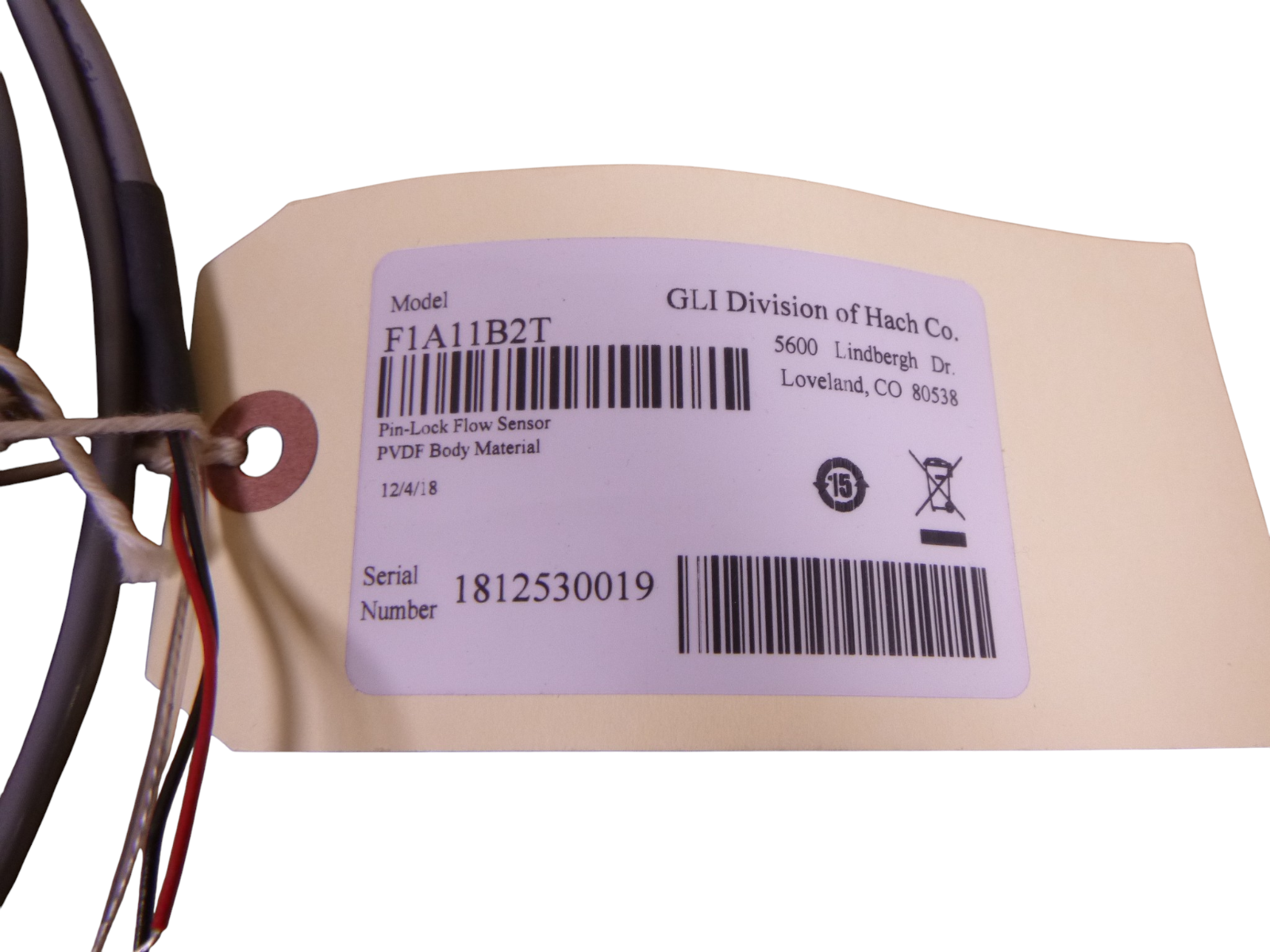 Hach F1A11B2T Flow Paddlewheel Impeller Flow Sensor Pin-Lock PVDF 20Ft Analog