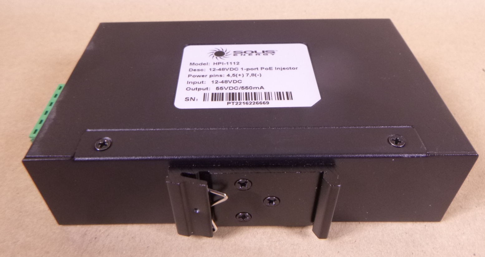 Solis Energy HPI-1112 12-48VDC 1-port PoE Injector | Electrical MRO Replacement Parts & Components and Commercial Electrical Supplies Company