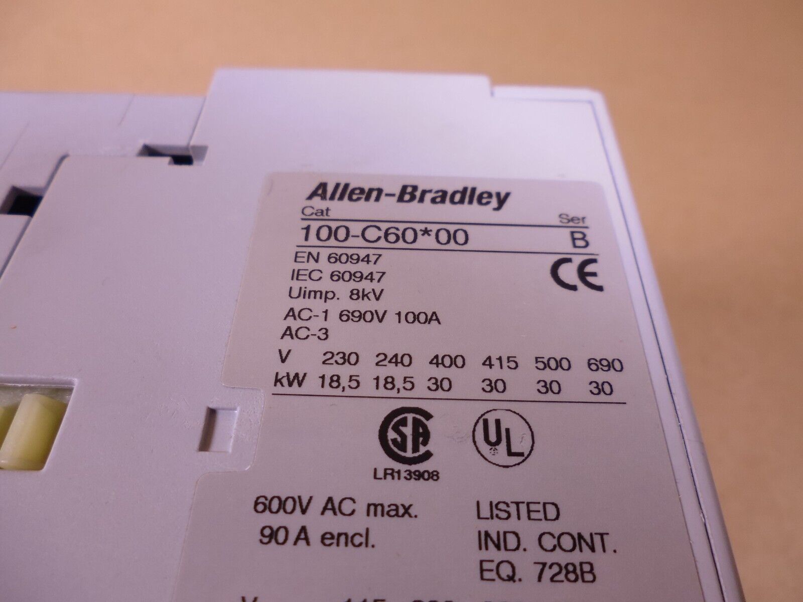 Allen Bradley 100-C60J01 Contactor 24V, 60HZ , 3 Pole, 1 N.C. Aux Cont, Ser B | Electrical MRO Replacement Parts & Components and Commercial Electrical Supplies Company
