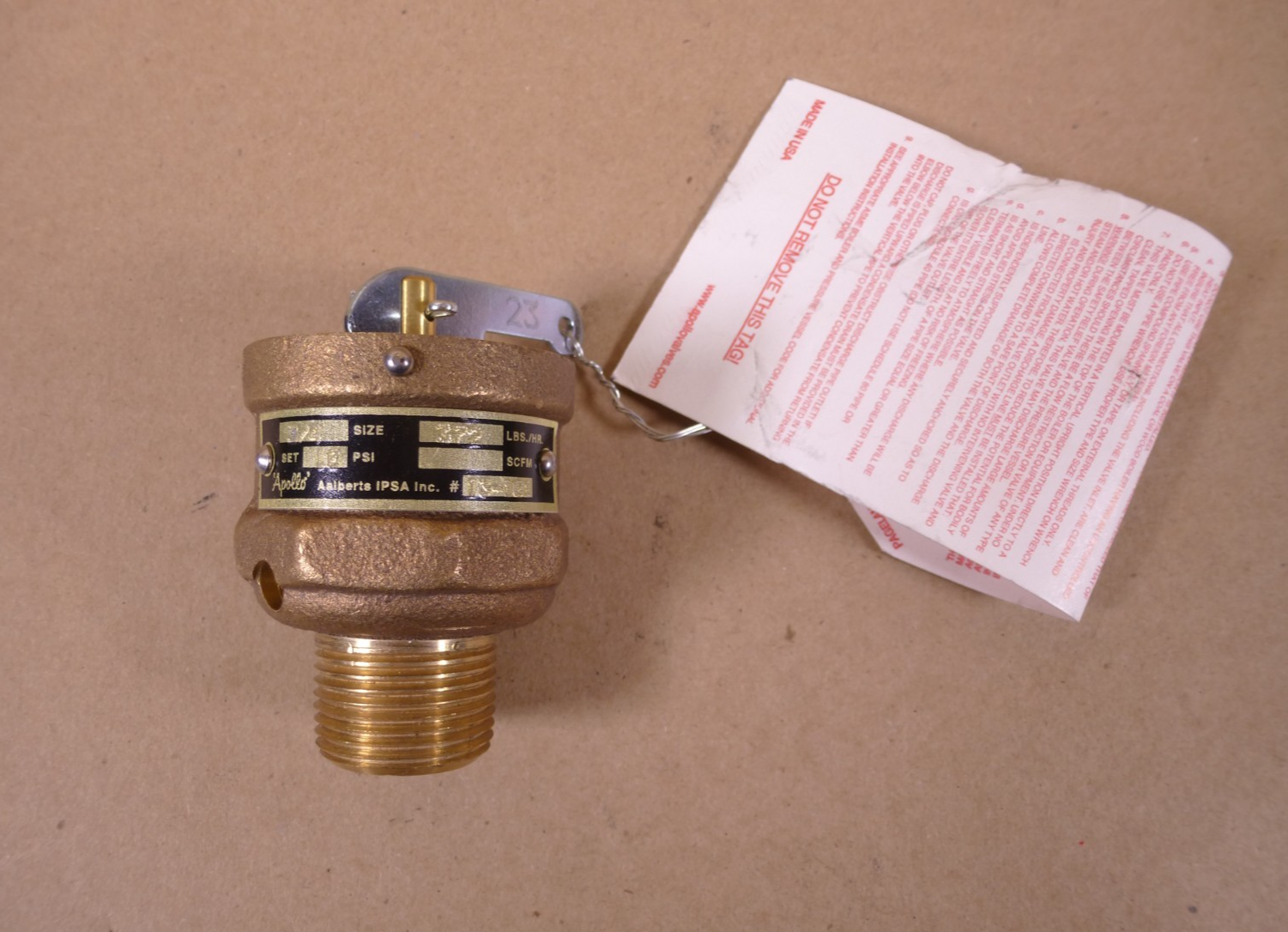 13-101 Apollo Low Pressure Brass Steam Safety Valve 3/4" MNPT 10 Psi 372 Lbs/Hr | Industrial MRO Replacement Parts, Manufacturing Machine Parts & Components, Heavy Equipment Parts Supplier