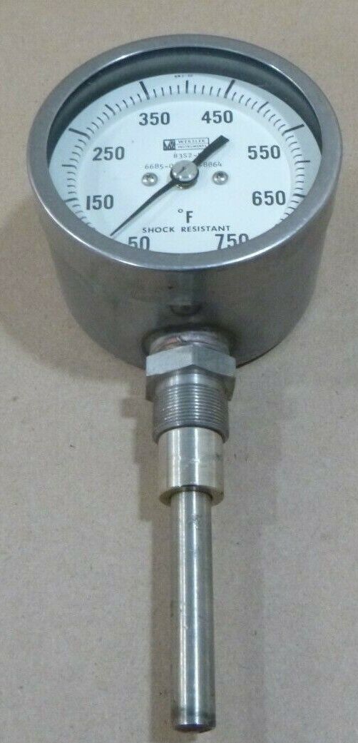 WEKSLER B3S2-S SELF-INDICATING SHOCK RESISTANT THERMOMETER GAUGE 50-750F | Industrial MRO Replacement Parts, Manufacturing Machine Parts & Components, Heavy Equipment Parts Supplier