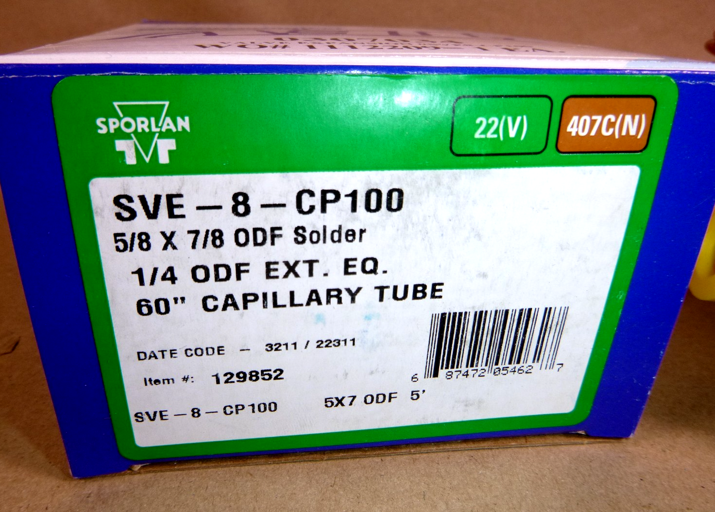 129852 Sporlan 8 Ton Thermostatic Expansion Valve R-22 / R-407C, SVE-8-CP100