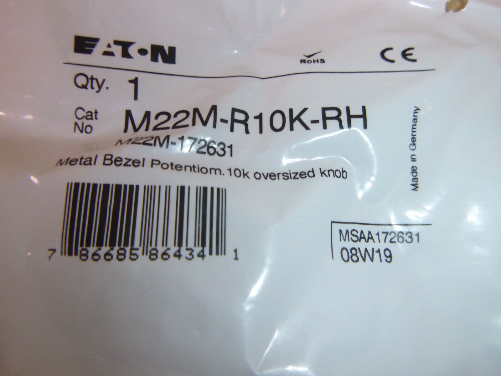 NEW EATON M22M-R10K-RH POTENTIOMETER METAL-BZL 10K OVERSIZED | Electrical MRO Replacement Parts & Components and Commercial Electrical Supplies Company