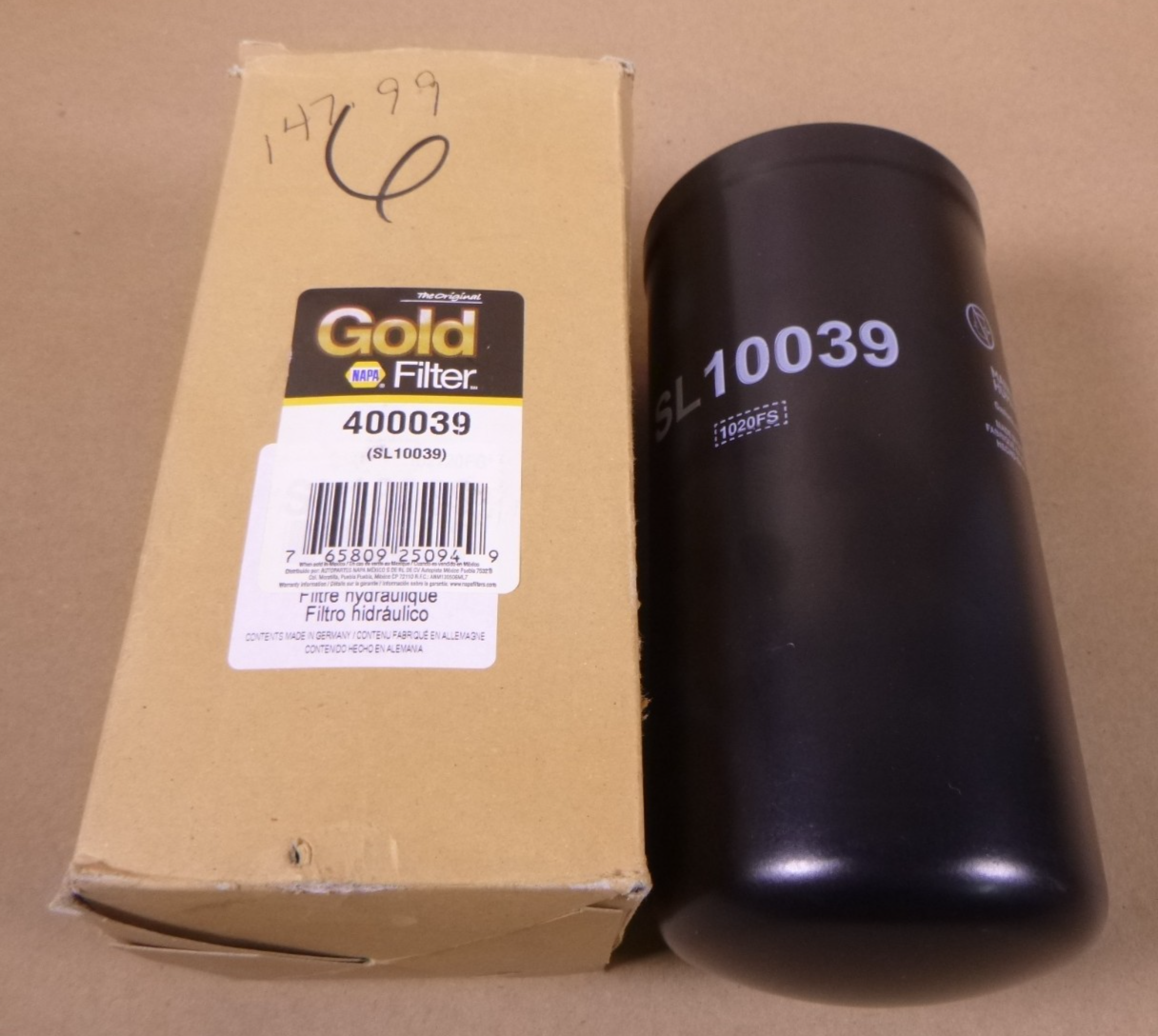 NAPA Gold Hydraulic Filter 400039 , SL10039 , WL10039 , P764367