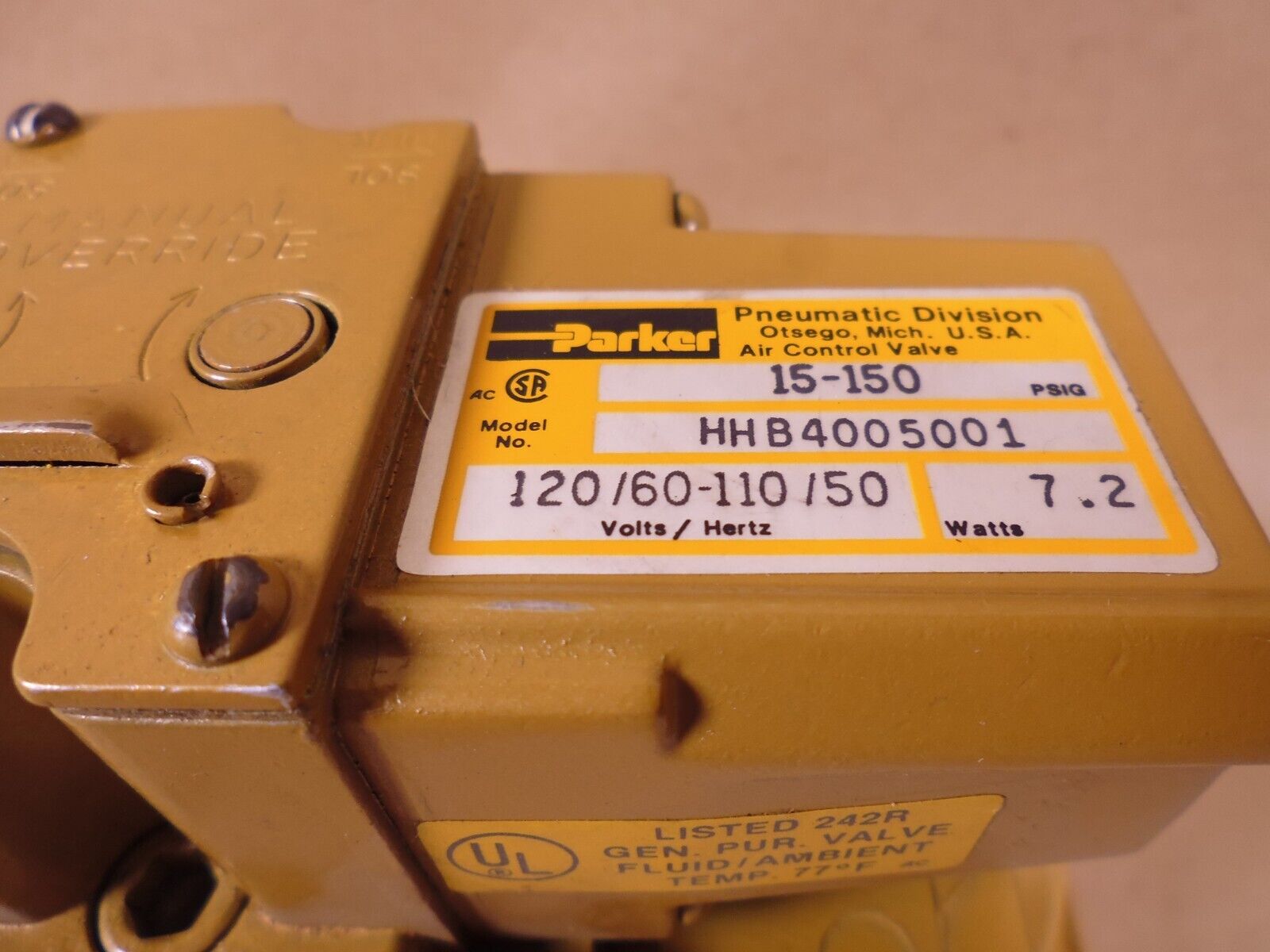 Parker HHB4005001 Pneumatic Solenoid Valve 15-150PSI , 120/60-110/50 , HHB400 | Industrial MRO Replacement Parts, Manufacturing Machine Parts & Components, Heavy Equipment Parts Supplier