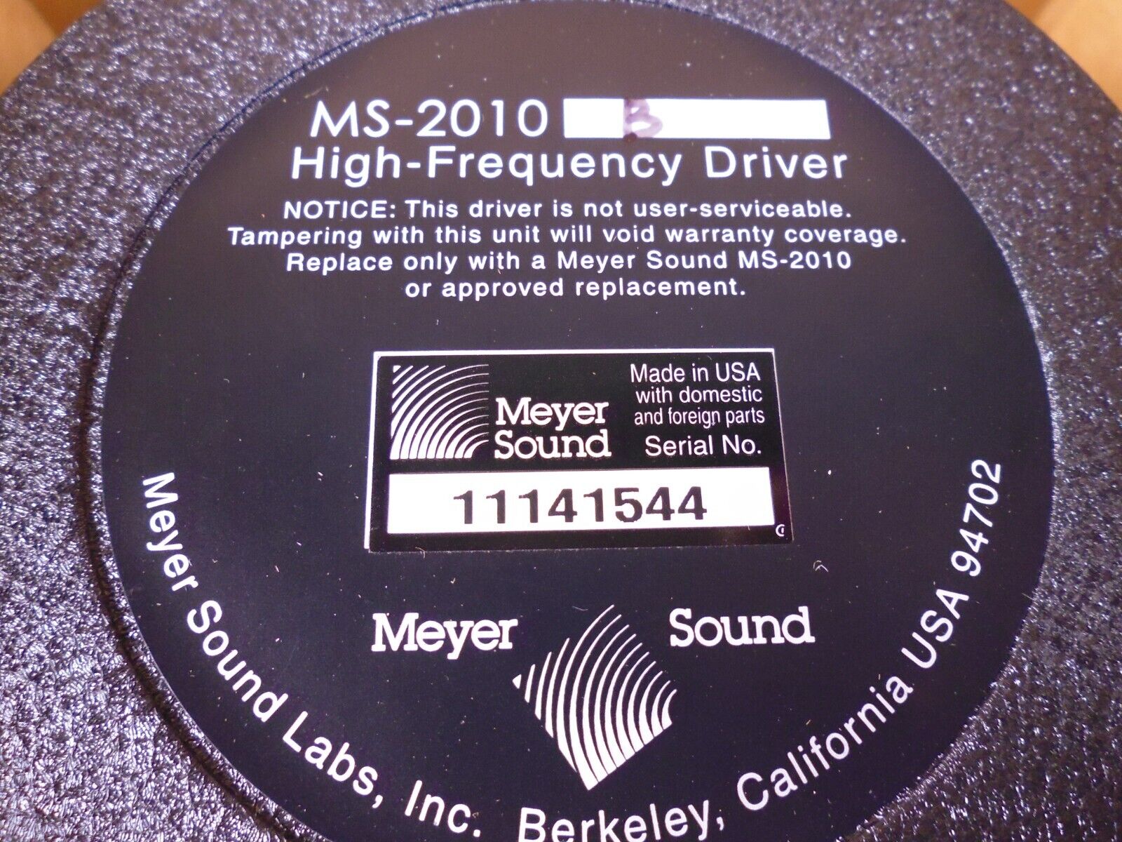 Meyer Sound MS-2010B High-Frequency Driver For SB-1 Beam , 40.071.254.01 | Electrical MRO Replacement Parts & Components and Commercial Electrical Supplies Company