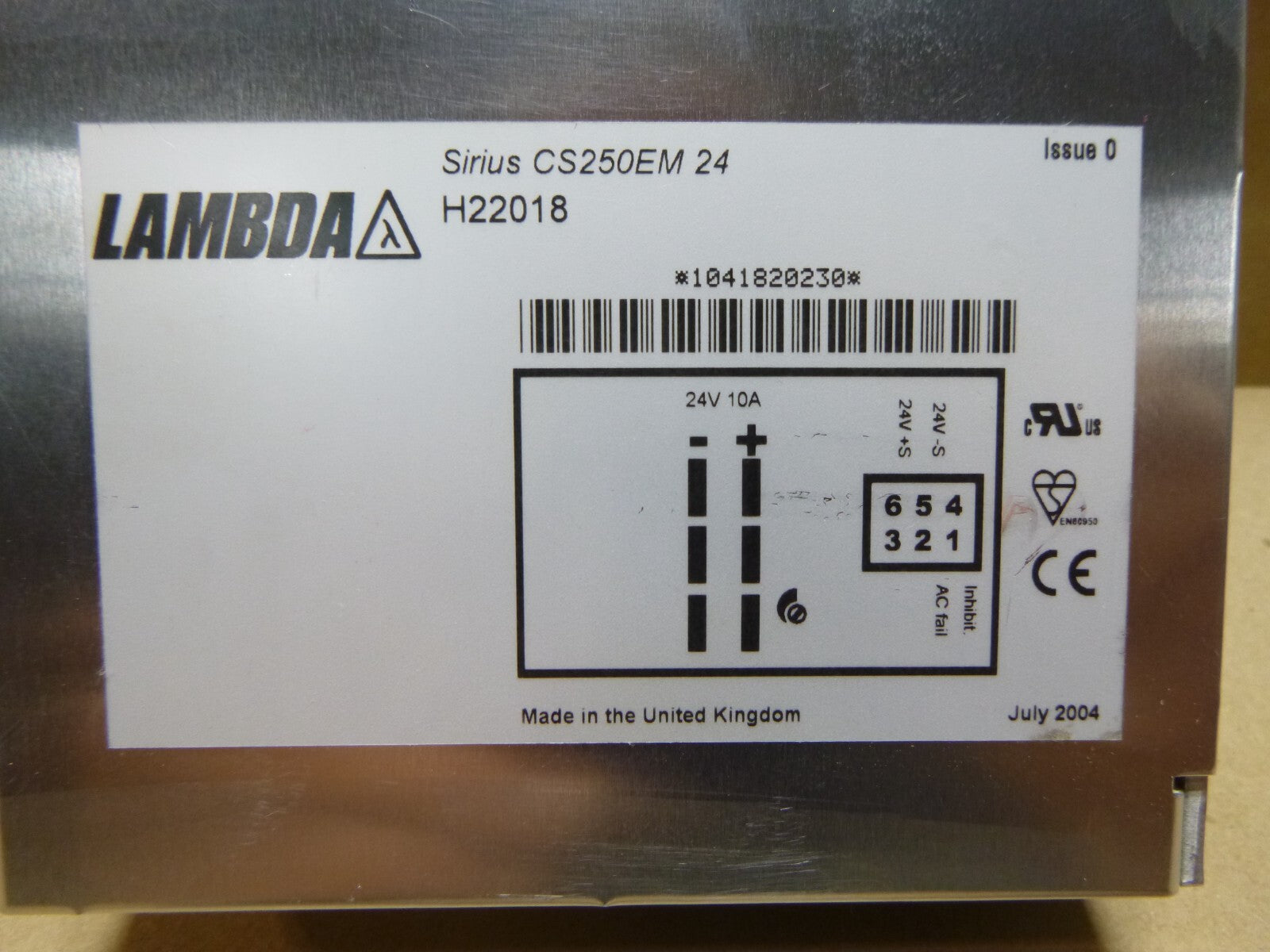 LAMBDA SIRIUS 24 Volt 10 Amp POWER SUPPLY CS250EM H22018 | Electrical MRO Replacement Parts & Components and Commercial Electrical Supplies Company