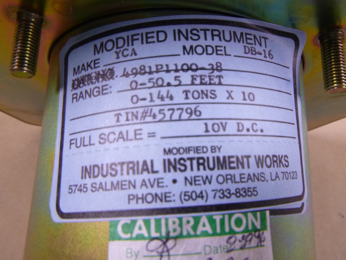 4981P1100-38 YCA DB-16 Scale Meter 0-50 Feet, 0-144 Tons x10 , 6625-01-302-9913
