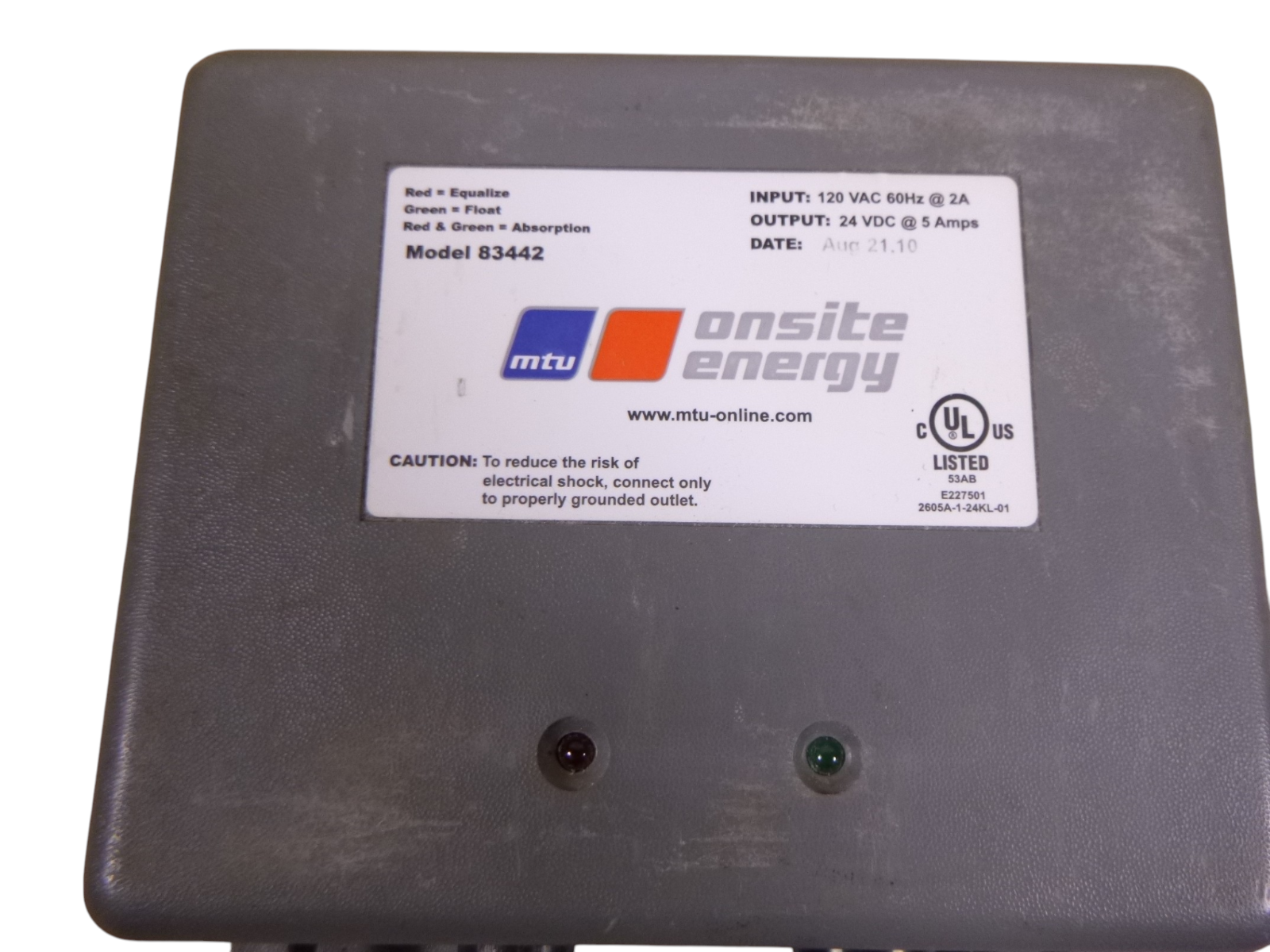 MTU 83442 Onsite Energy Battery Charger , 24VDC @ 5Amp, 120VAC @ 2Amp Genuine