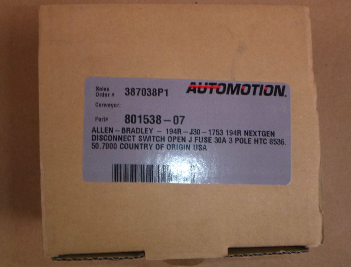 194R-J30-1753 Allen Bradley NEW In Box 30A Disconnect Switch 194RJ301753