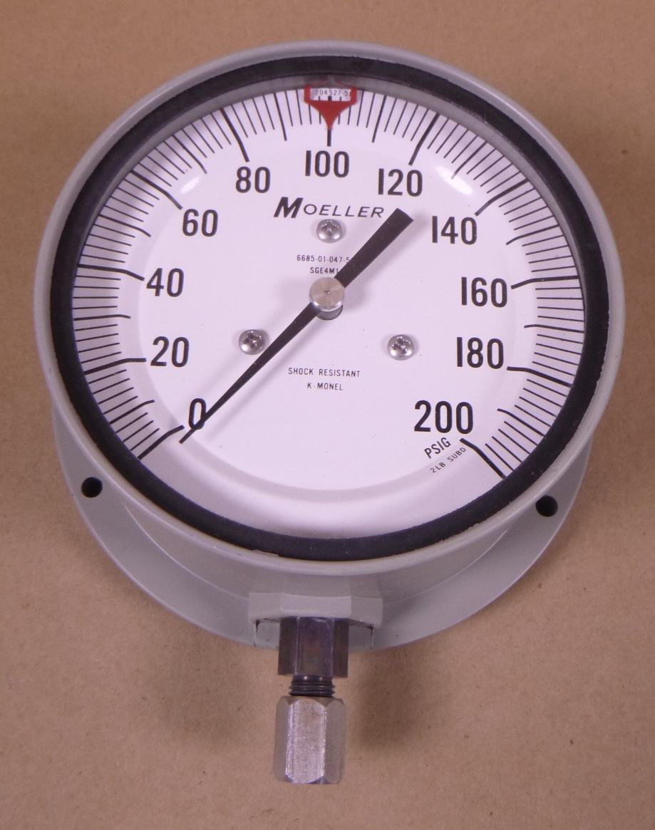 Moeller SGE4M14N 0-200 PSIG Shock-Resistant Pressure Gauge , 6685-01-047-5116 | Industrial MRO Replacement Parts, Manufacturing Machine Parts & Components, Heavy Equipment Parts Supplier