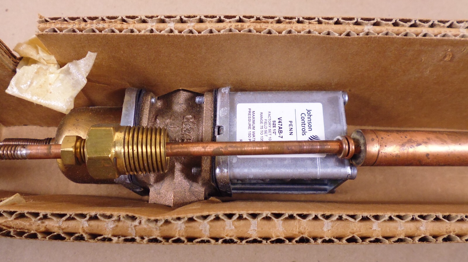 Johnson Controls V47AB-7C 1/2" Water Regulating Valve , 75 to 135 Deg F | Industrial MRO Replacement Parts, Manufacturing Machine Parts & Components, Heavy Equipment Parts Supplier