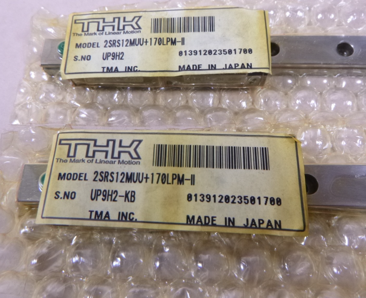 (2) THK SRS12M x 170mm Linear Rail , (4) SRS12M Guide , 2SRS12MUU+170LPM-II