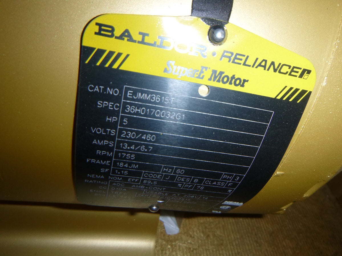Baldor EJMM3615T 5HP 3PH 1755 RPM 230/460V Pump Motor 184JM