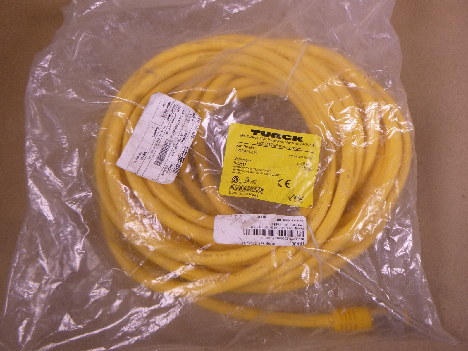 TURCK RSM RKM 47-14M, MINIFAST DOUBLE-ENDED CORDSET 4-PIN , U-12812 | Electrical MRO Replacement Parts & Components and Commercial Electrical Supplies Company