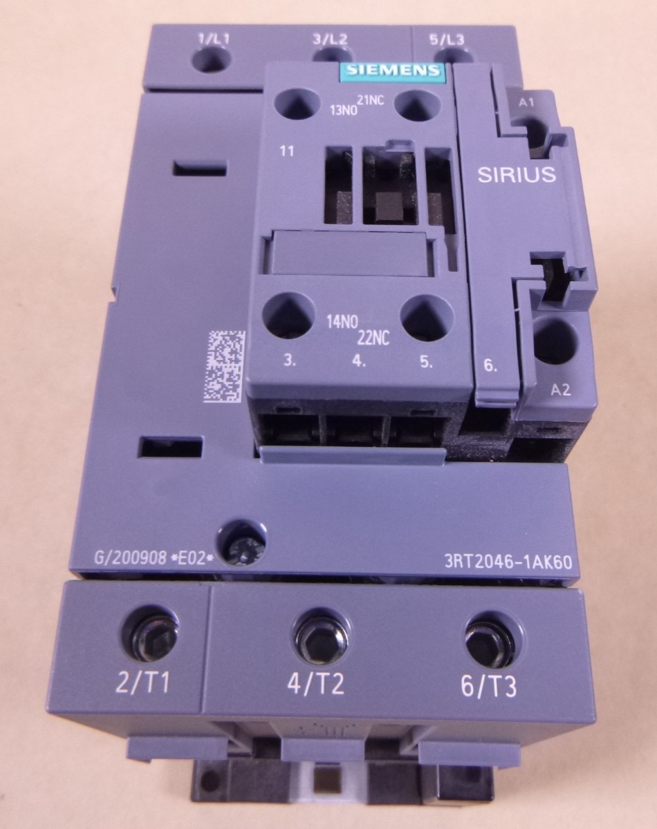 Siemens 3RT2046-1AK60 Contactor 95 Amp 400V 45kW 1NO 1NC , 110/120V 50/60Hz
