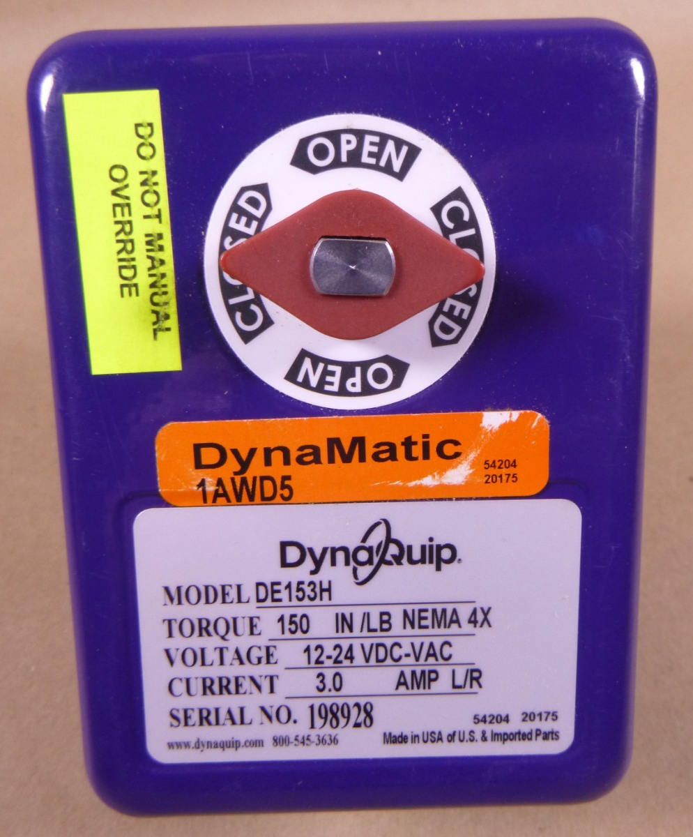 1AWD5 Dynaquip Electronic 3/4" Brass Ball Valve DE153H , 150 IN/LB, 12-24V, 3.0A | Electrical MRO Replacement Parts & Components and Commercial Electrical Supplies Company