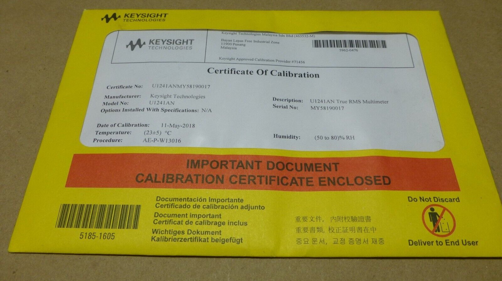 Agilent Keysight U1241AN True RMS Handheld Digital Multimeter , Calibrated | Industrial MRO Tools and Replacement Industrial Equipment Components