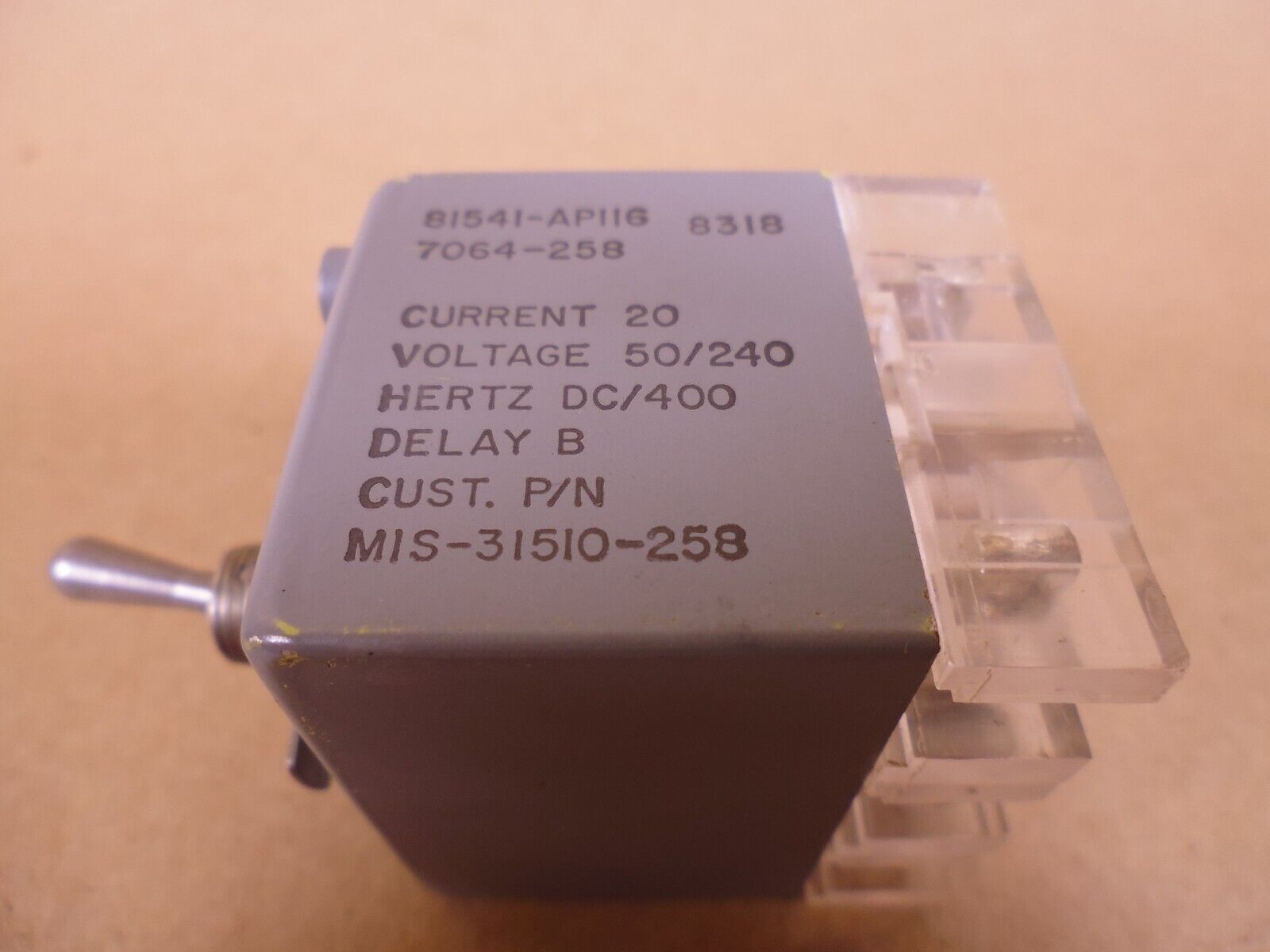 Airpax AP1167064-258 Circuit Breaker 20A 3Pole 50/240V 400DC HZ MIS-31510/258 | Electrical MRO Replacement Parts & Components and Commercial Electrical Supplies Company