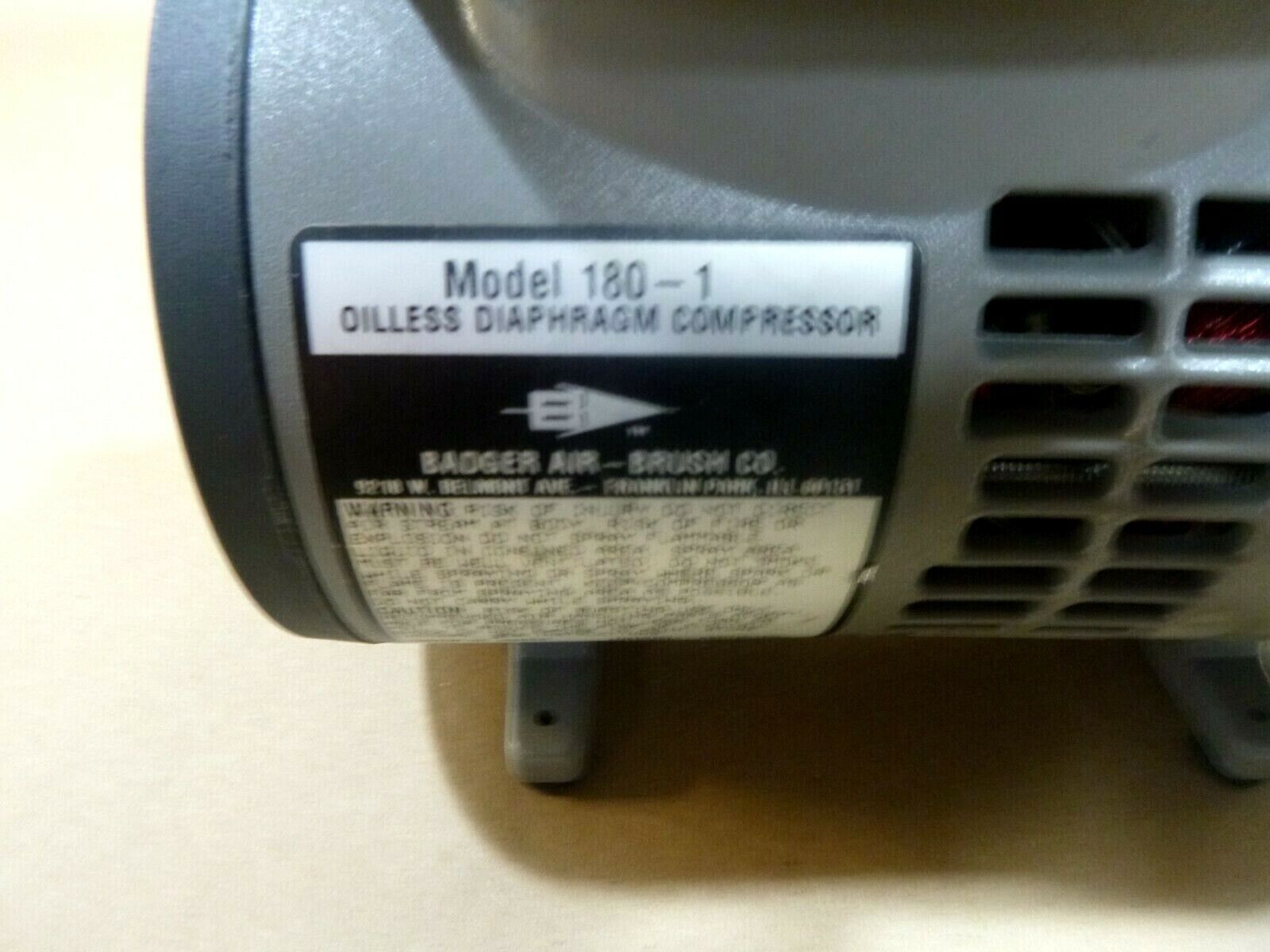 Badger Air Brush Oil-less Diaphragm Air Compressor 180-1, 28 Psi, 1/12 Hp. 115V | Industrial Electric Motors, Pumps & Parts