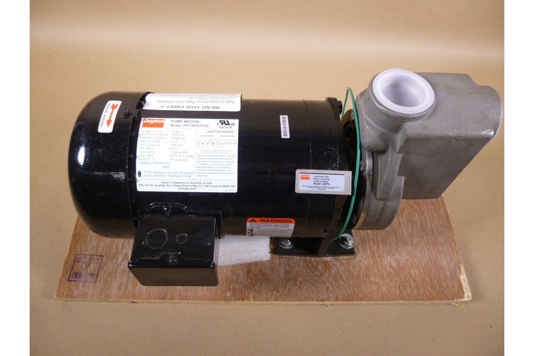 Dayton 2ZXT6 Self Priming Centrifugal Pump 2HP 3PH 3450RPM 60HZ 208-230/460V | Industrial Electric Motors, Pumps & Parts