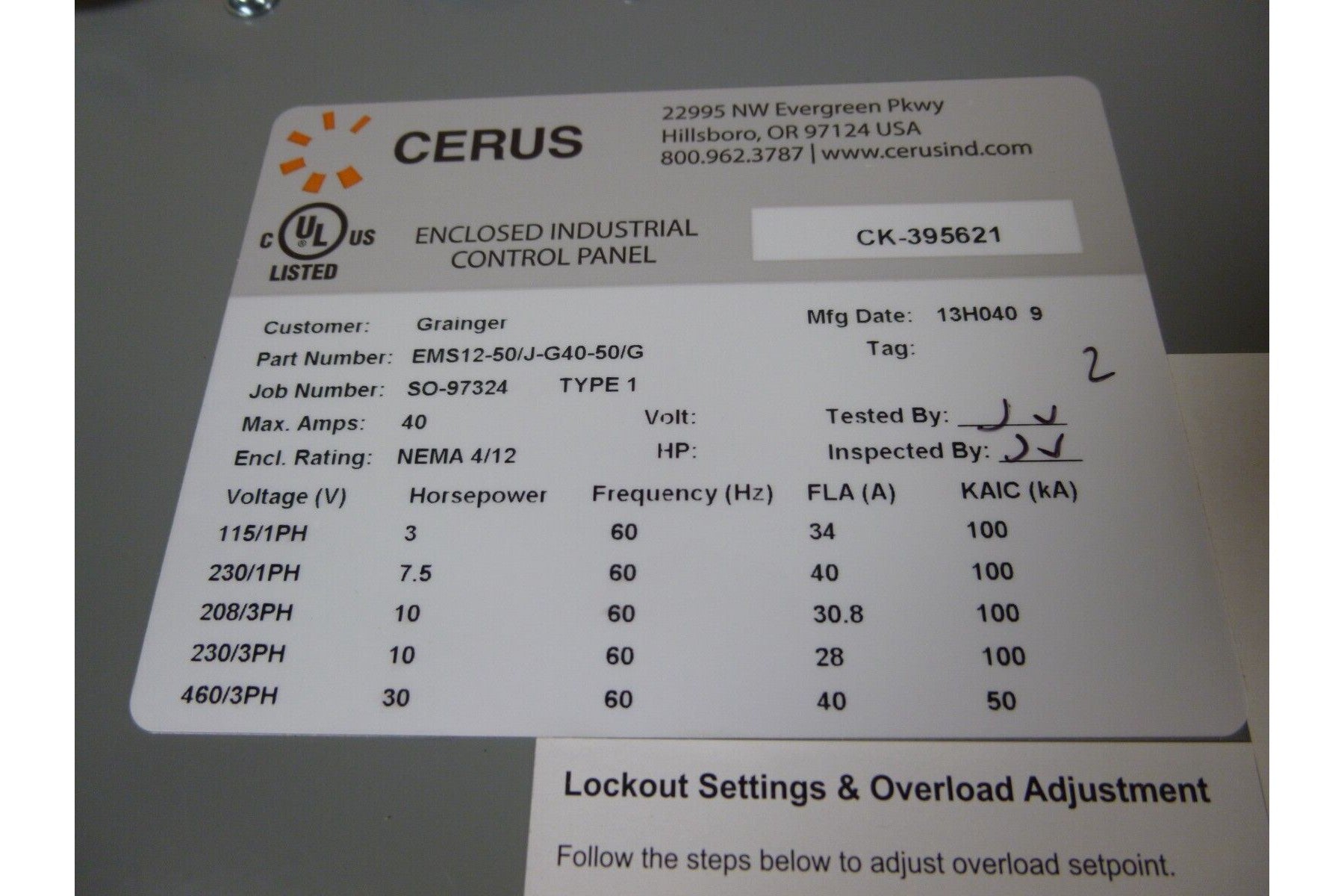 Dayton Cerus EMS12-50/J-G40-50/G EMS Energy Management Starter CK-395621 | Electrical MRO Replacement Parts & Components and Commercial Electrical Supplies Company