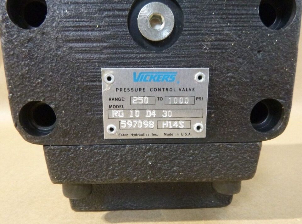 Eaton Vickers RG-10-D4-30 Manual Pressure Control Valve 250 - 1000 Psi, RG10D430 | Industrial MRO Replacement Parts, Manufacturing Machine Parts & Components, Heavy Equipment Parts Supplier