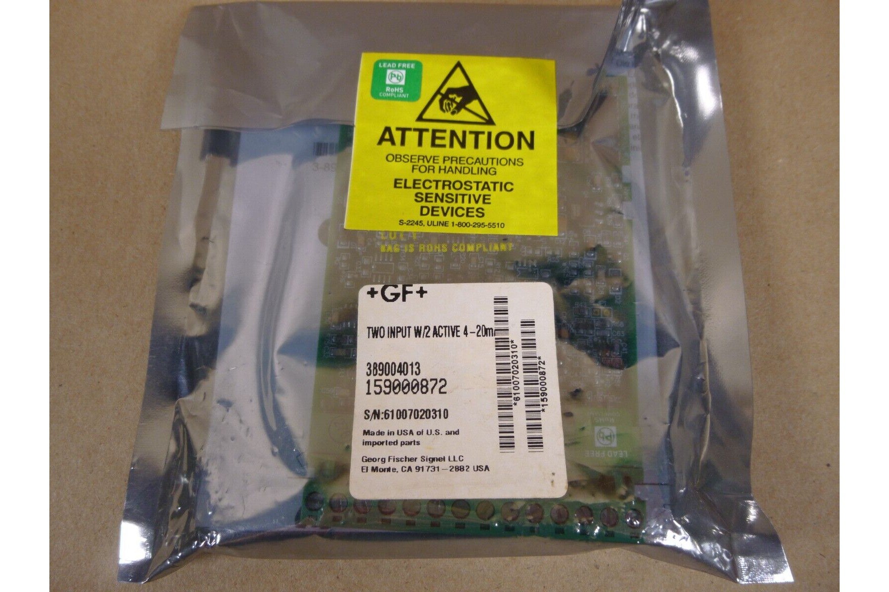 Georg Fischer Signet 159000872 , 3-8900.401-3 +GF+ Module 2 Input 2 Active | Industrial MRO Replacement Parts, Manufacturing Machine Parts & Components, Heavy Equipment Parts Supplier
