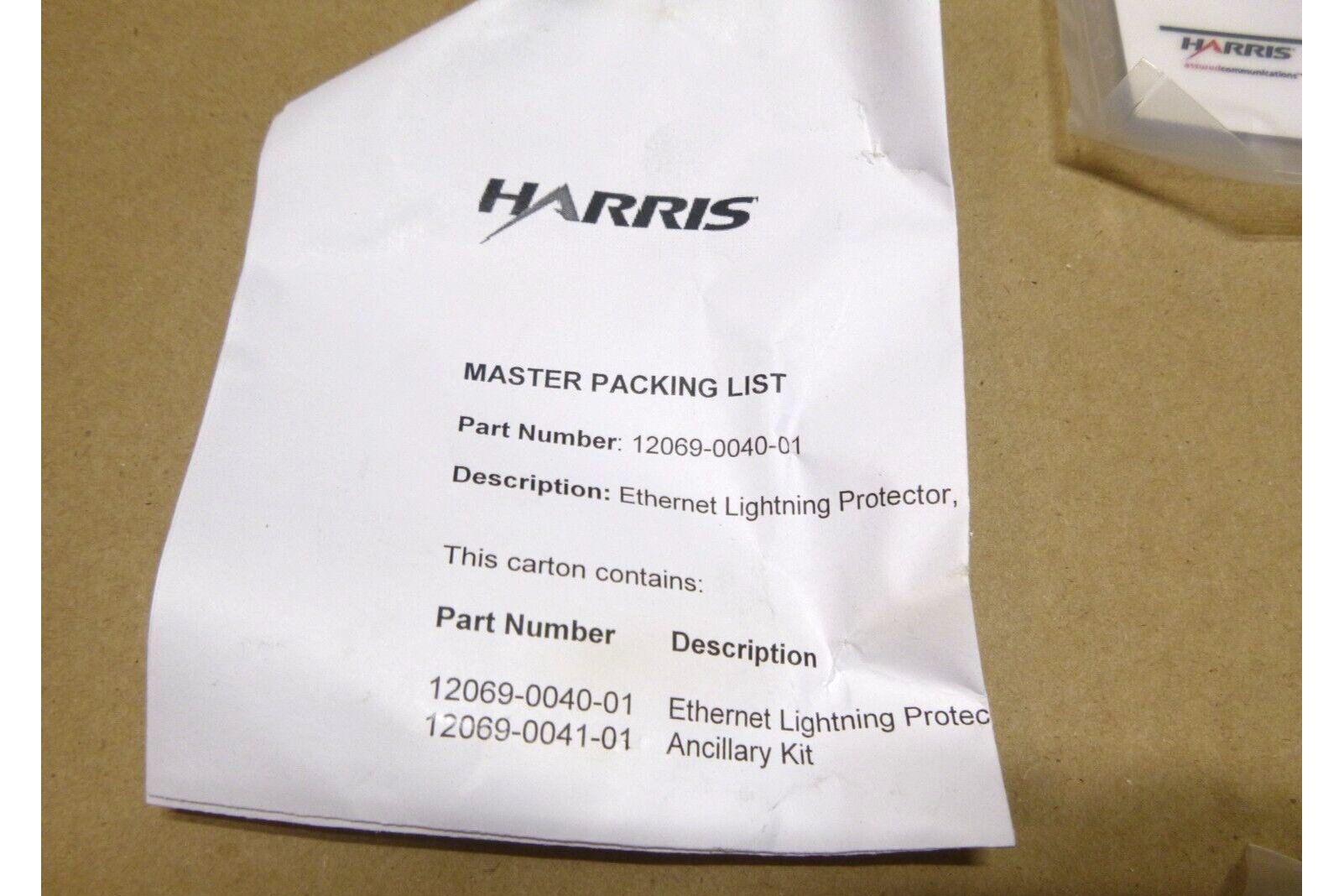 Harris RF-7800W Broadband Ethernet HCLOS Radio Lightning Protector 12069-0040-01 | Industrial MRO Replacement Parts, Manufacturing Machine Parts & Components, Heavy Equipment Parts Supplier