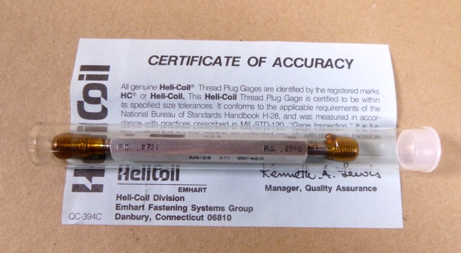 HELICOIL 1443-4 Working Gage, 2B, 1/4-28 Inch Internal Thread Size | Industrial MRO Tools and Replacement Industrial Equipment Components