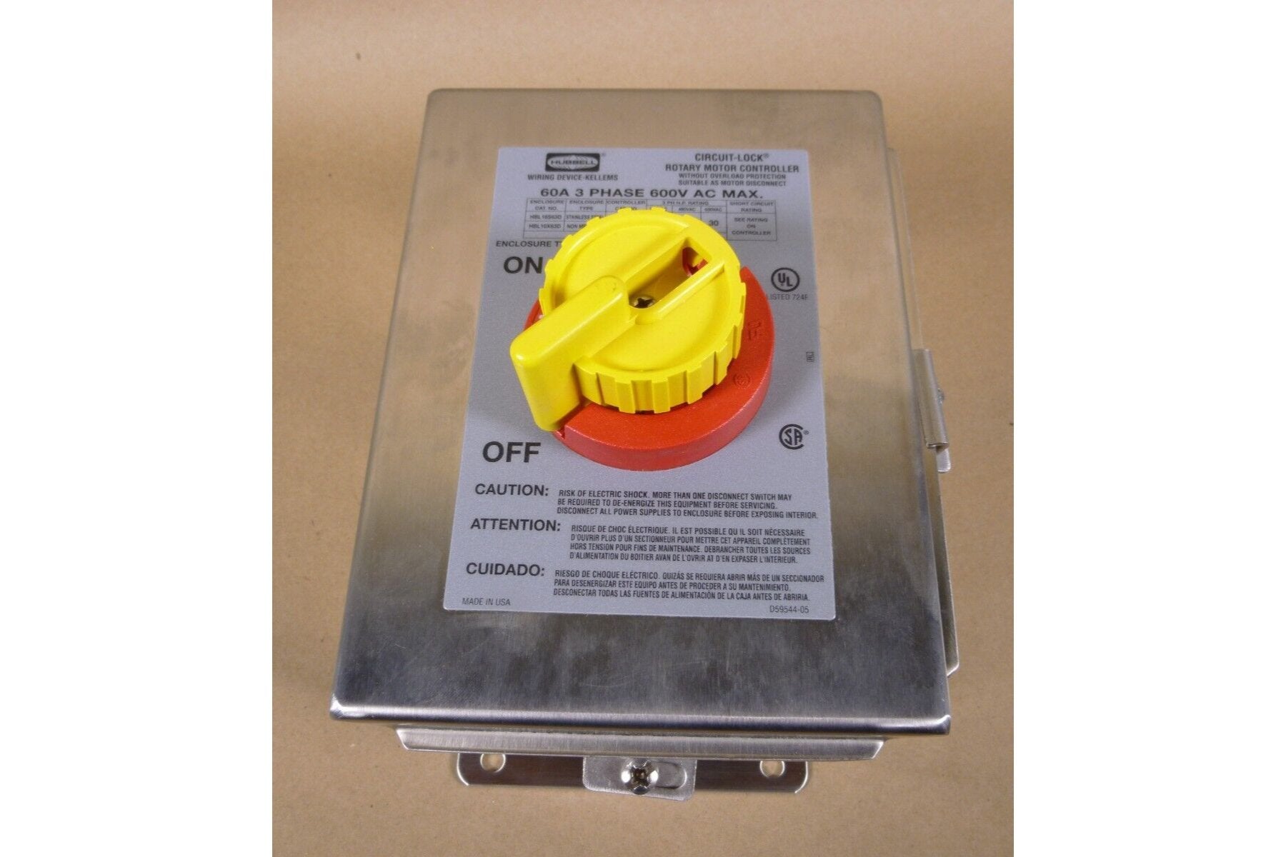 HUBBELL HBL16S63D 60A 600V 3P ROTARY MOTOR DISCONNECT SWITCH CIRCUIT-LOCK 66063D | Electrical MRO Replacement Parts & Components and Commercial Electrical Supplies Company