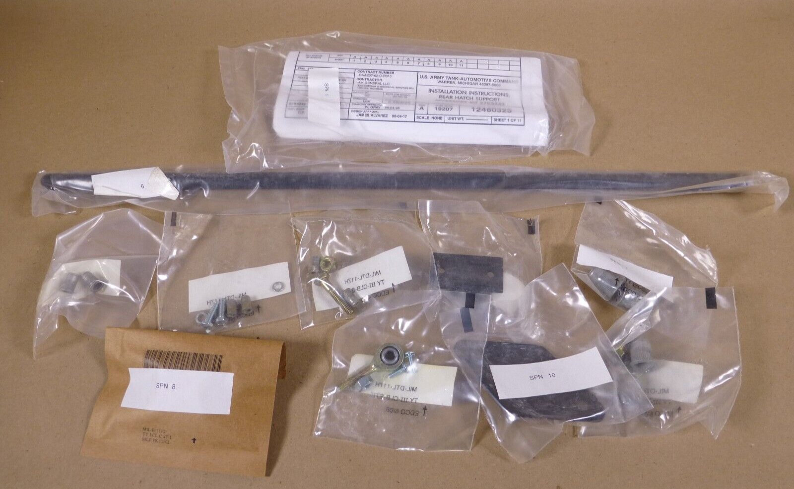 Humvee M1043 M1044 M1025 M1026 57K3243 CARGO HATCH PARTS KIT 2510-01-433-8551 | Genuine HMMWV Replacement Parts and Military Surplus Humvee Parts & Accessories