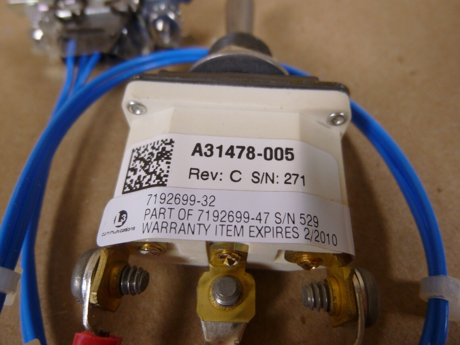 L3 7192699-032 Toggle Switch For AN/TSC-85D(V)1 AN/TSC-93D(V)1 5930-01-560-6389 | Electrical MRO Replacement Parts & Components and Commercial Electrical Supplies Company