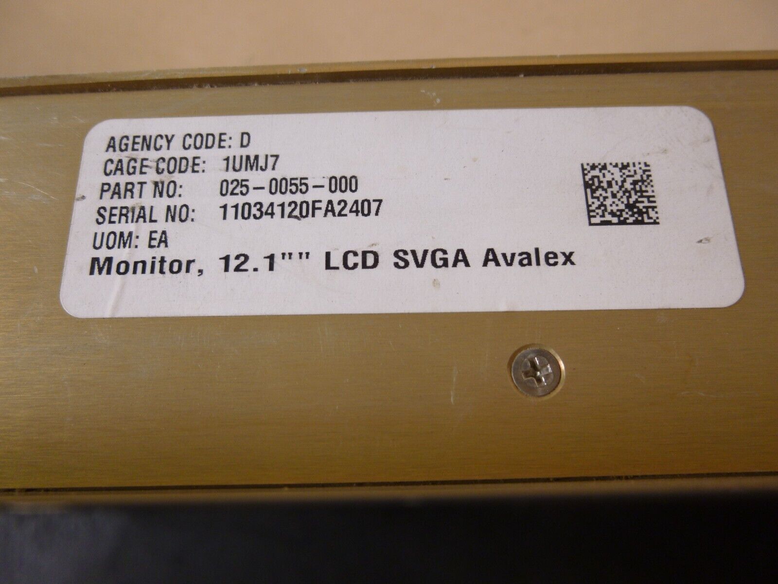 Lockheed Martin 025-0055-000 Gyrolink Gyrocam Systems 12.1" LCD Monitor Avalex *FOR PARTS* | Industrial MRO Replacement Parts, Manufacturing Machine Parts & Components, Heavy Equipment Parts Supplier