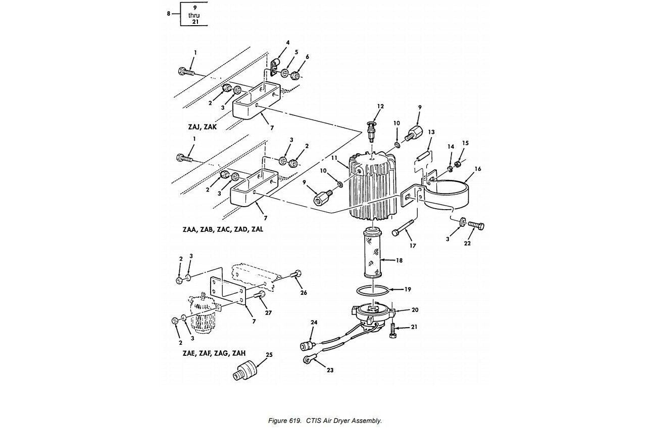 M939 MILITARY TRUCK CTIS AIR DRYER FLUID FILTER HEAD 19046 , 4440-01-287-9011 | Genuine M35 Military Truck Parts and M939 Cargo Truck Surplus Parts