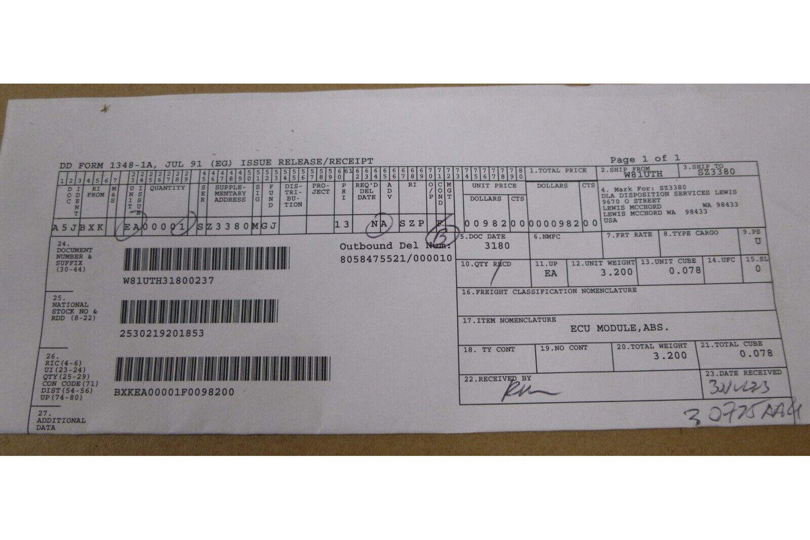 Meritor 10626705 Fits General Dynamics ABS ECU Module , 2530-21-920-1853 | Replacement Truck Parts, Trailer Accessories, Automobile Supplies, Car Parts & Accessories